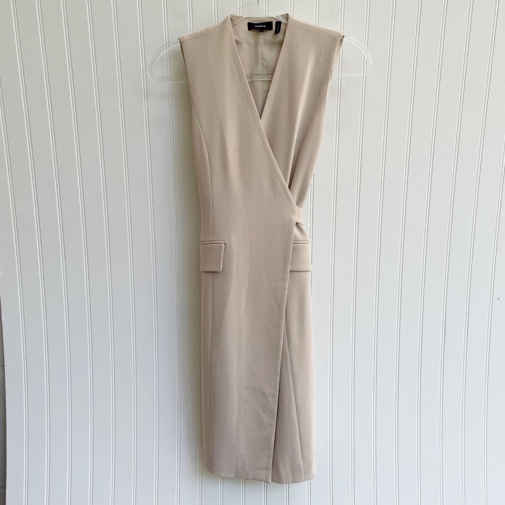 Theory Livwilth Admiral Crepe Dress, Classic Khaki